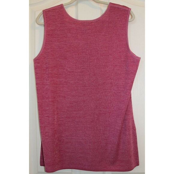 Misook Knit Top Sleeveless Pink Wrinkle Free Tunic Side Slits Womens Large NEW - Picture 3 of 8
